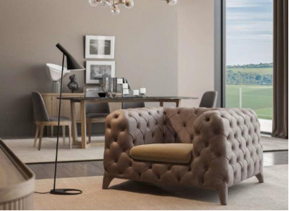 Chesterfield Taupe Sessel Chesterfield-Sessel Polstersessel Wohnzimmer